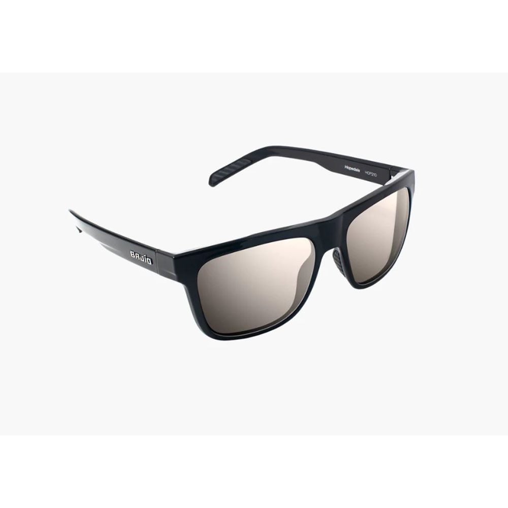 Bajio Hopedale Polarized Sunglasses in Black Gloss with Silver Mirror Glass